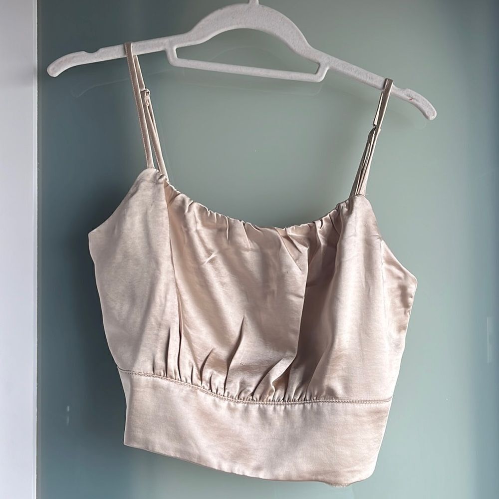 Lulus Luxe'd Out Champagne Satin Top - Picture 4 of 9